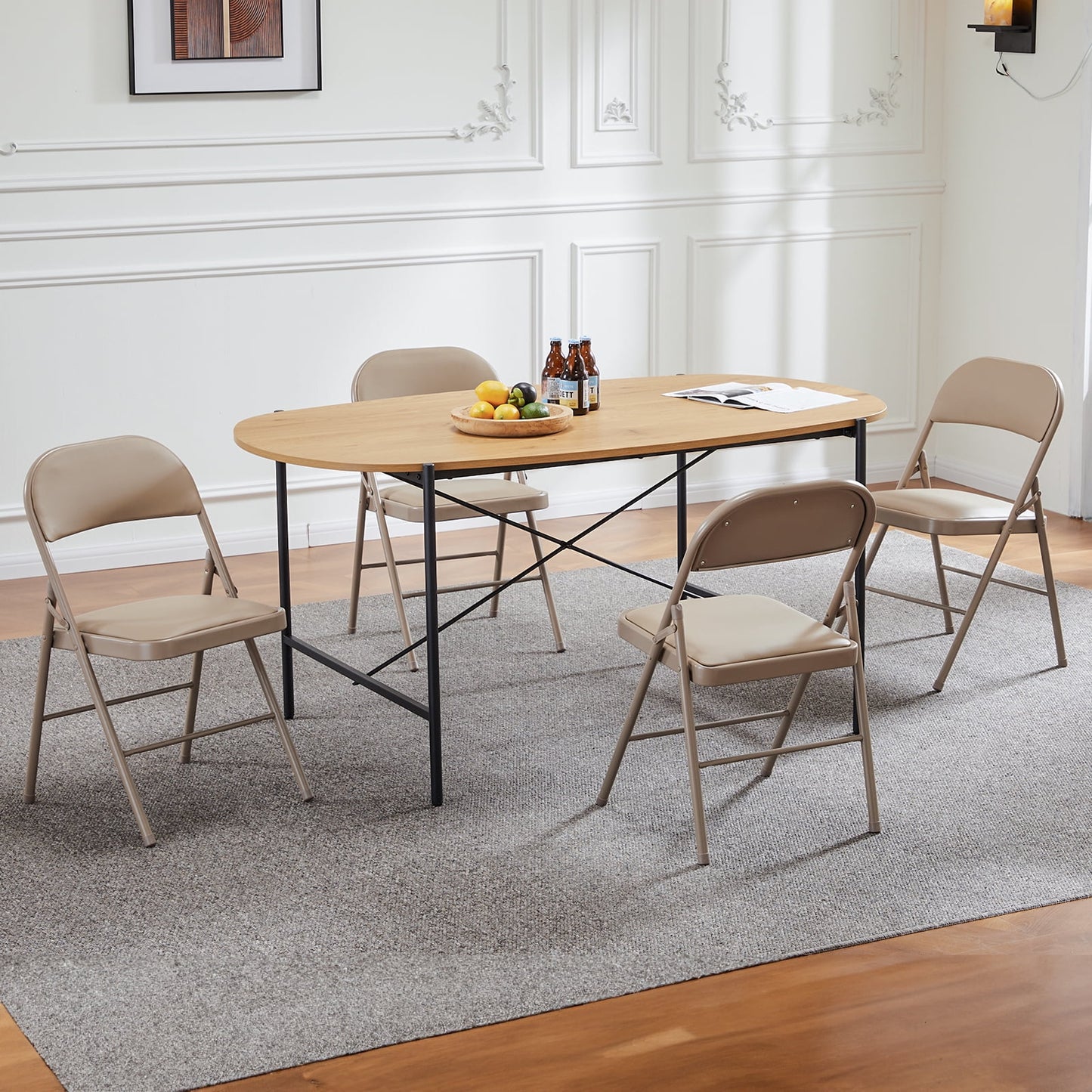 Gianna 4-Pack Folding Chairs, Dining Chairs with Cushioned Seat and Back for Indoor or Outdoor Use, Home, Office, Events & Parties