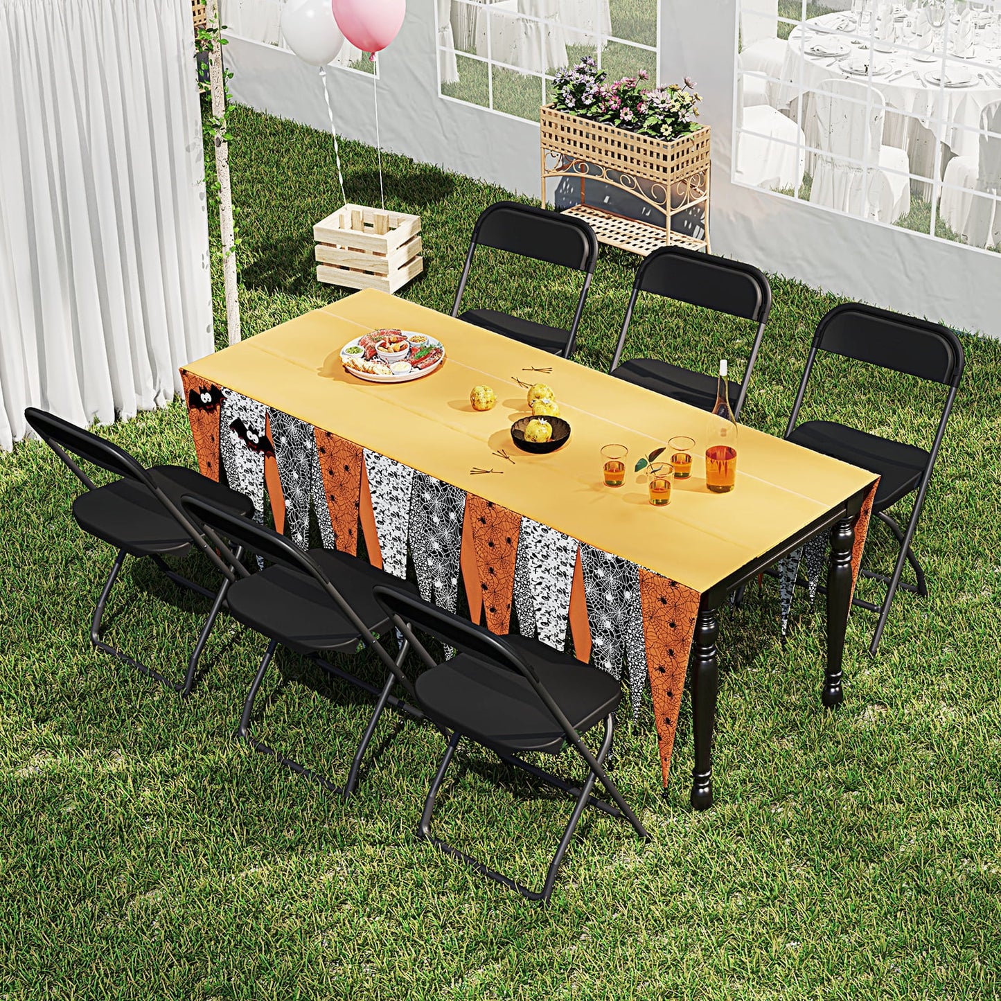 JOINSUN 6P Folding Chair Indoor Outdoor Portable,Stackable for Picnics and Restaurants,Teens and Adult,Black