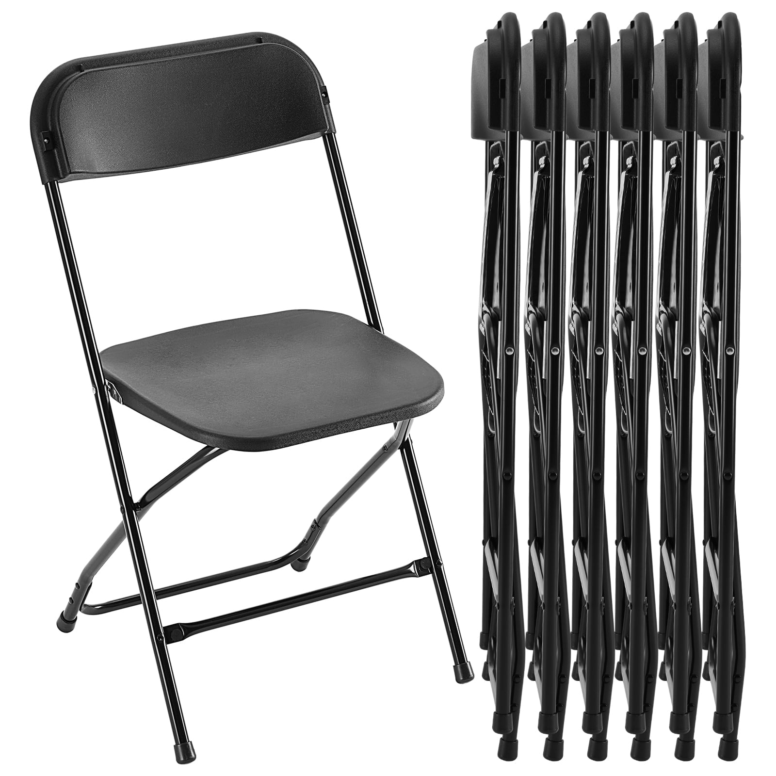 Gianna 6P Folding Chair Indoor Outdoor Portable,Stackable for Picnics and Restaurants,Teens and Adult,Black