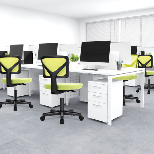 Gianna Armless Desk Chair, Low Back Adjustable Rolling Chairs with Wheels for Home Office Study