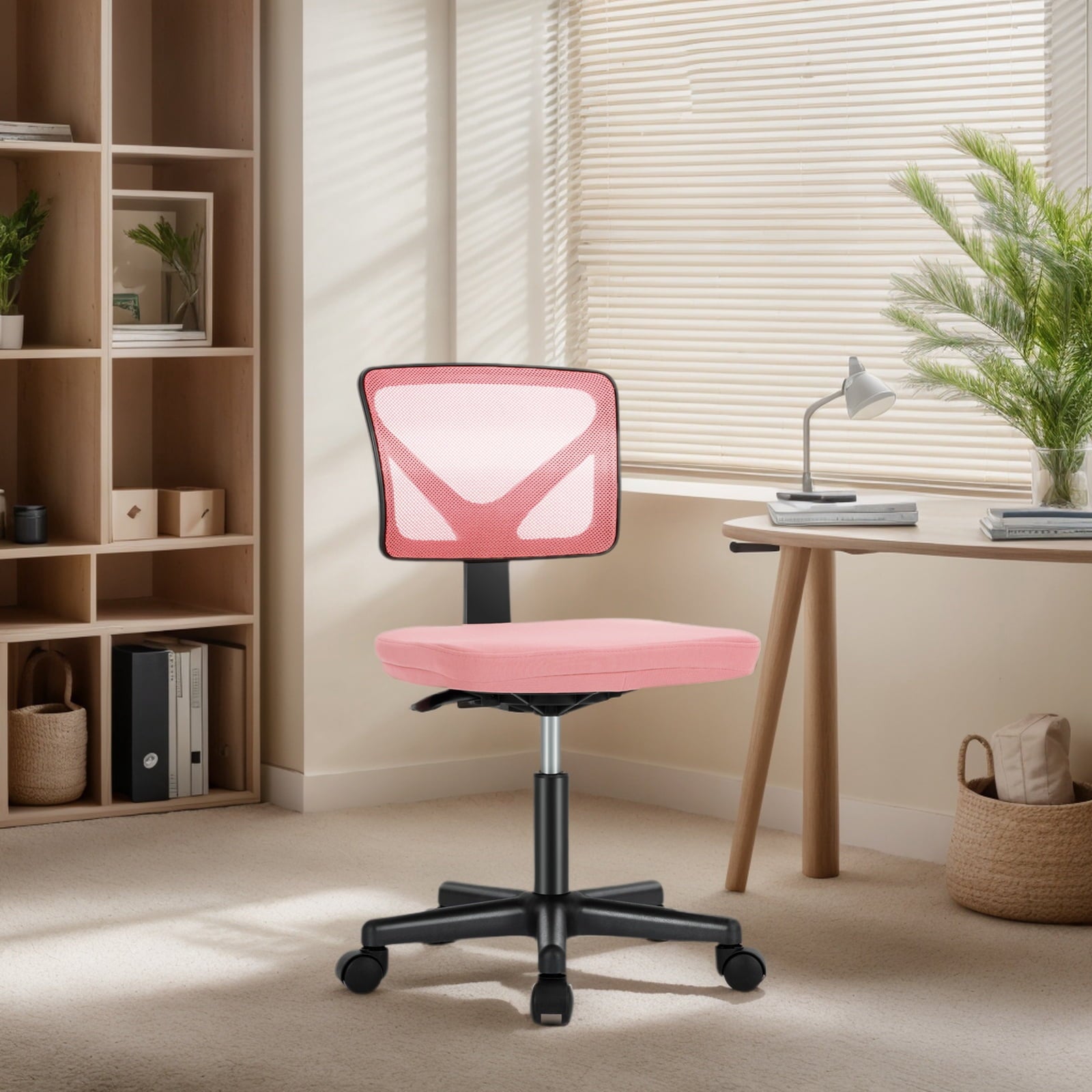 Gianna Armless Desk Chair with Low Back Adjustable Ergonomic Rolling for Home Office Study