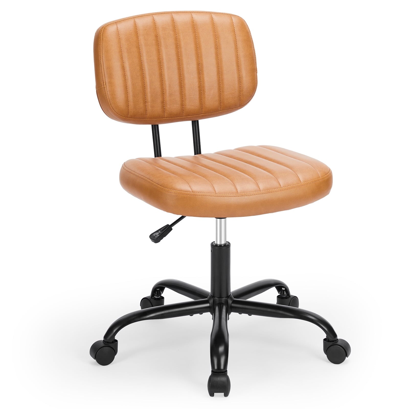 Gianna Armless Office Desk Chair with Adjustable Height, 360Â°Swivel, and Computer Chair with Lumbar Support, Brown