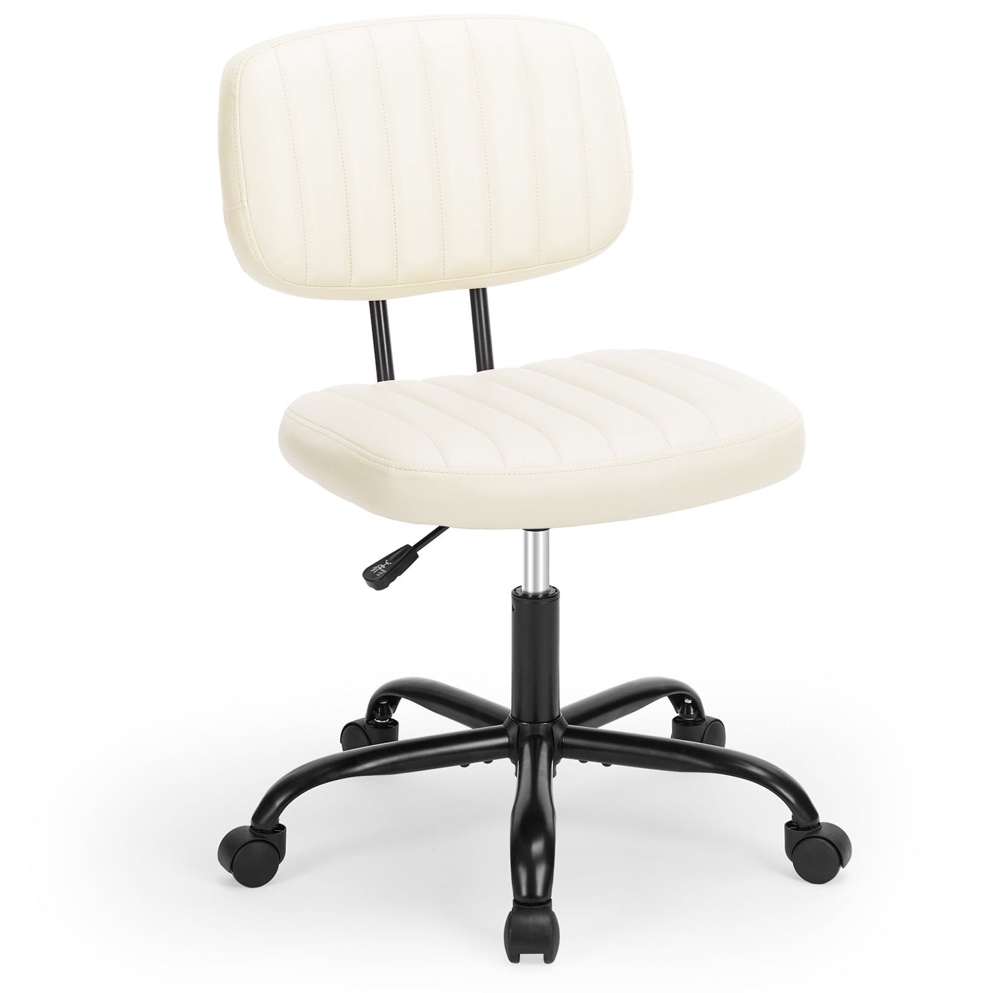 Gianna Armless Office Desk Chair with Adjustable Height, 360Â°Swivel, and Computer Chair with Lumbar Support, White