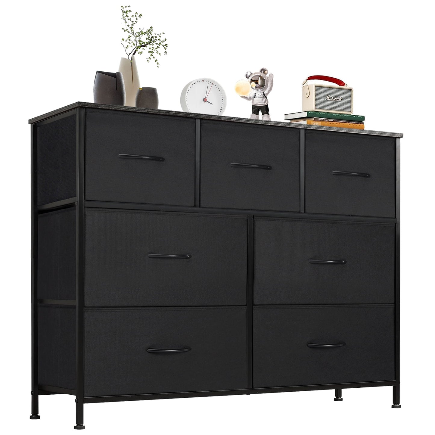 Gianna Chest of Drawers with 7 Fabric Drawers, Drawer Cabinet, Organization Furniture for Kitchen, Office, Hallway, Black