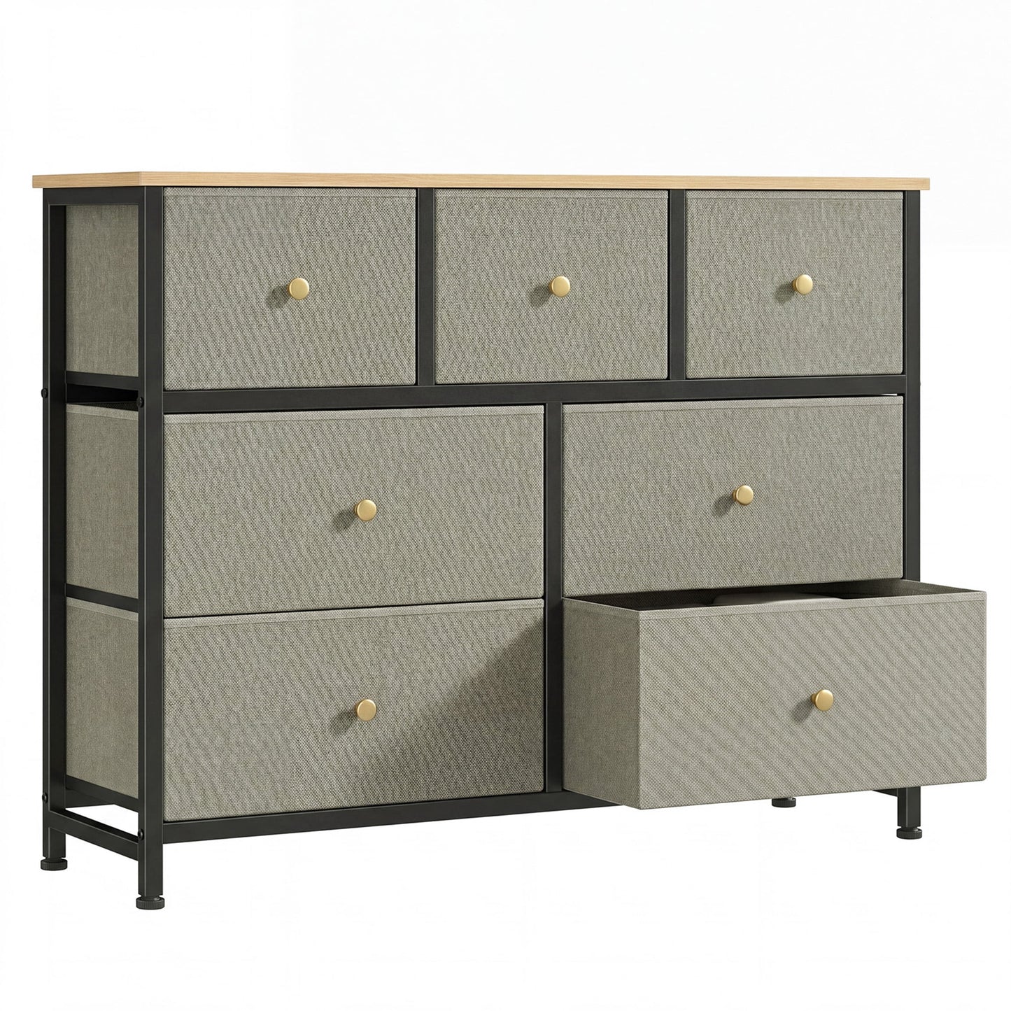 Gianna Chest of Drawers with 7 Fabric Drawers, Drawer Cabinet, Organization Furniture for Kitchen, Office, Hallway, Ink Green
