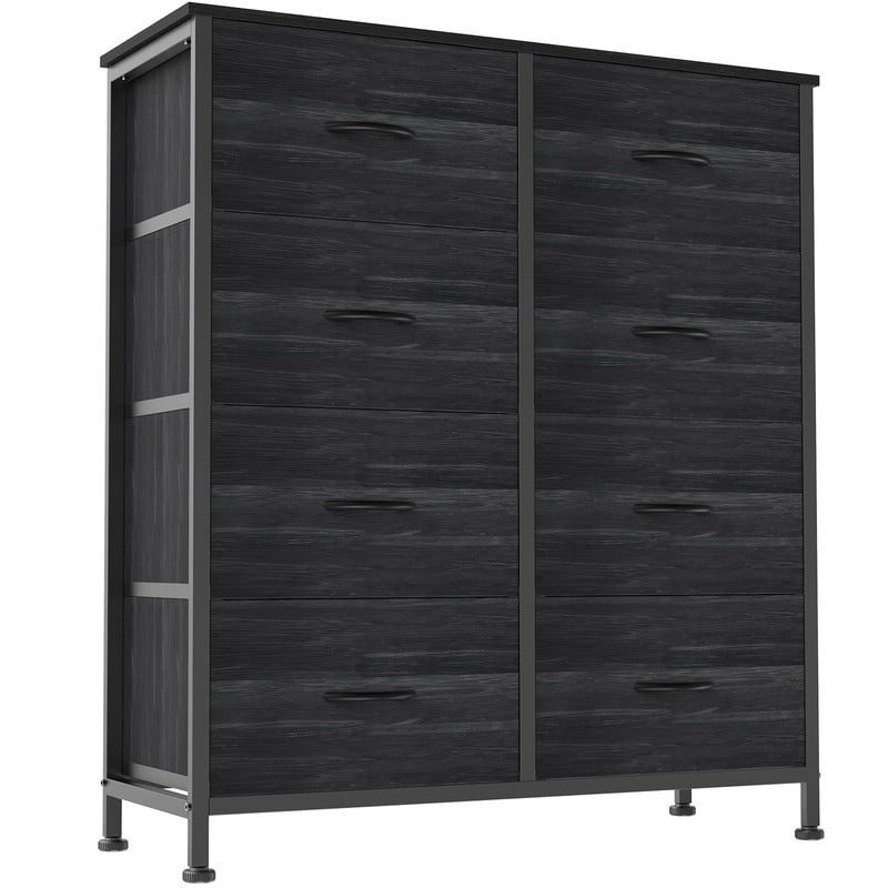 Gianna Chest of Drawers with 8 Fabric Drawers, Drawer Cabinet, Organization Furniture for Kitchen, Office, Hallway, Black Wood