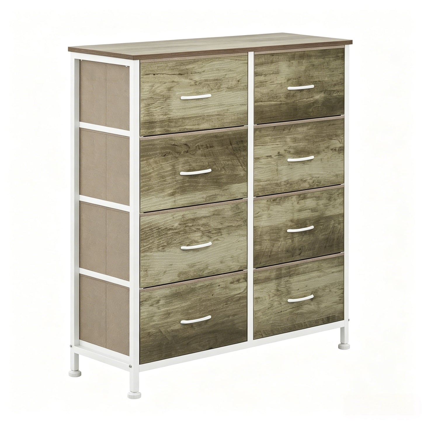 Gianna Chest of Drawers with 8 Fabric Drawers, Drawer Cabinet, Organization Furniture for Kitchen, Office, Hallway, Oak