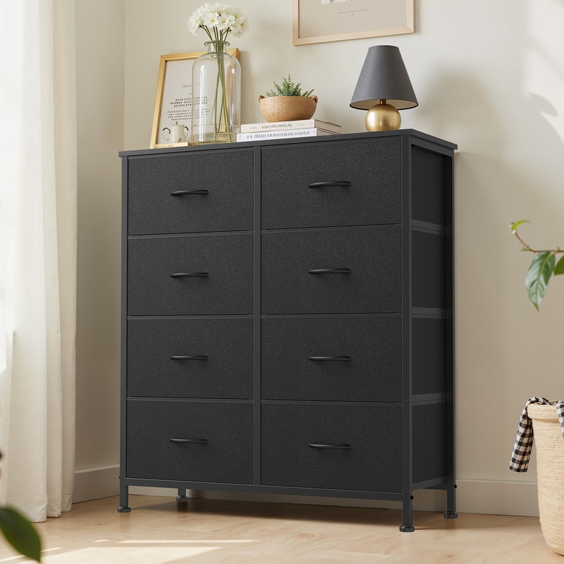 Gianna Chest of Dressers with 8 Fabric Drawers, Drawer Cabinet, Organization Furniture for Kitchen, Office, Hallway, Black-1