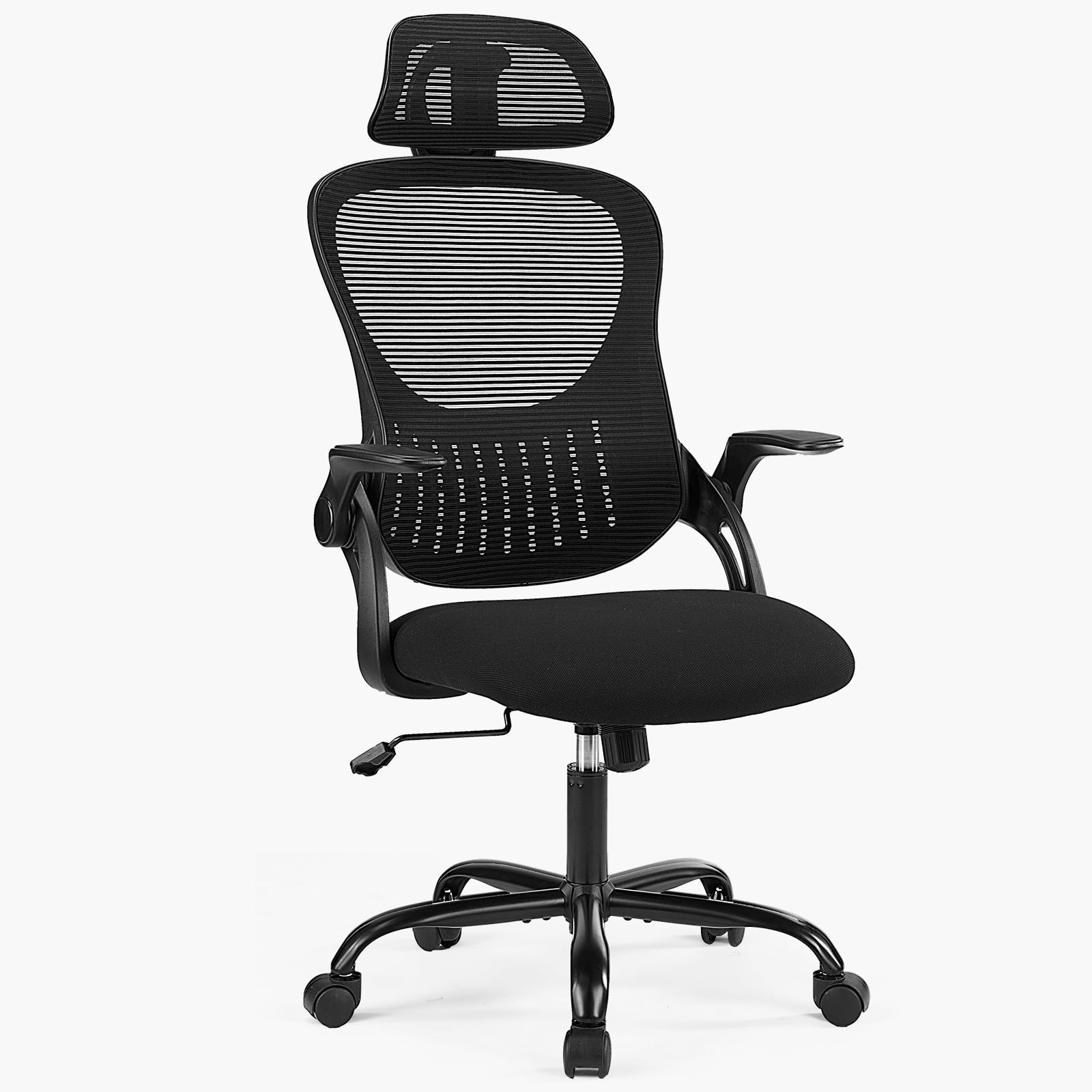 Gianna Desk Chair with Adjustable Headrest & Flip-Up Armrests â€“ Lumbar Support for Comfortable All-Day Sitting, Black