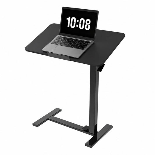 Gianna Dual-Flip C-Shaped Desk, Adjustable Bedside Table with Wheels, Mobile Laptop Desk with Casters Suitable For Laptop, Bed, Sofa, and Office Useï¼ŒWhite