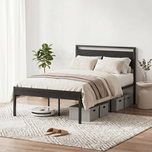 Gianna Heavy Duty Twin Size Metal Platform Bed, No Box Spring Required with Headboard and Footboard, Mattress Foundation, Black