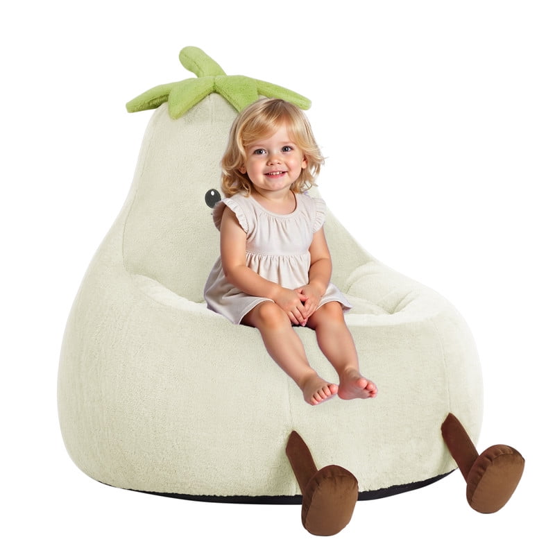 Gianna Kids Bean Bag Chair for Teens & Kids, 24 Inch Comfy Lazy Sofa Chair for Reader, Living Room, Bedroom, Beige