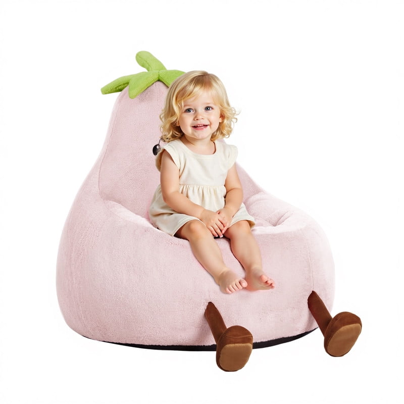 Gianna Kids Bean Bag Chair for Teens & Kids, 24 Inch Comfy Lazy Sofa Chair for Reader, Living Room, Bedroom, Pink