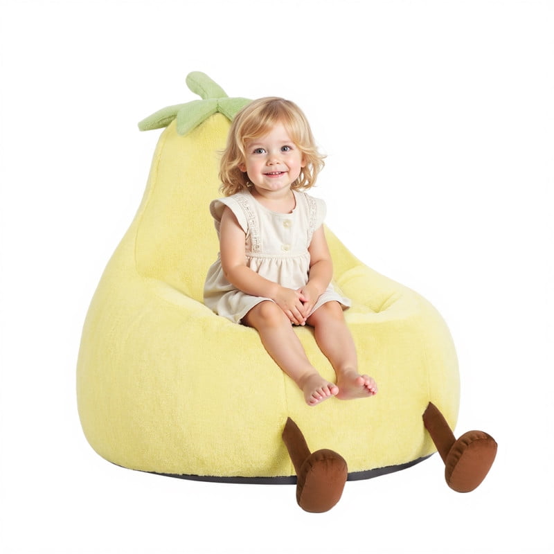 Gianna Kids Bean Bag Chair for Teens & Kids, 24 Inch Comfy Lazy Sofa Chair for Reader, Living Room, Bedroom, Yellow
