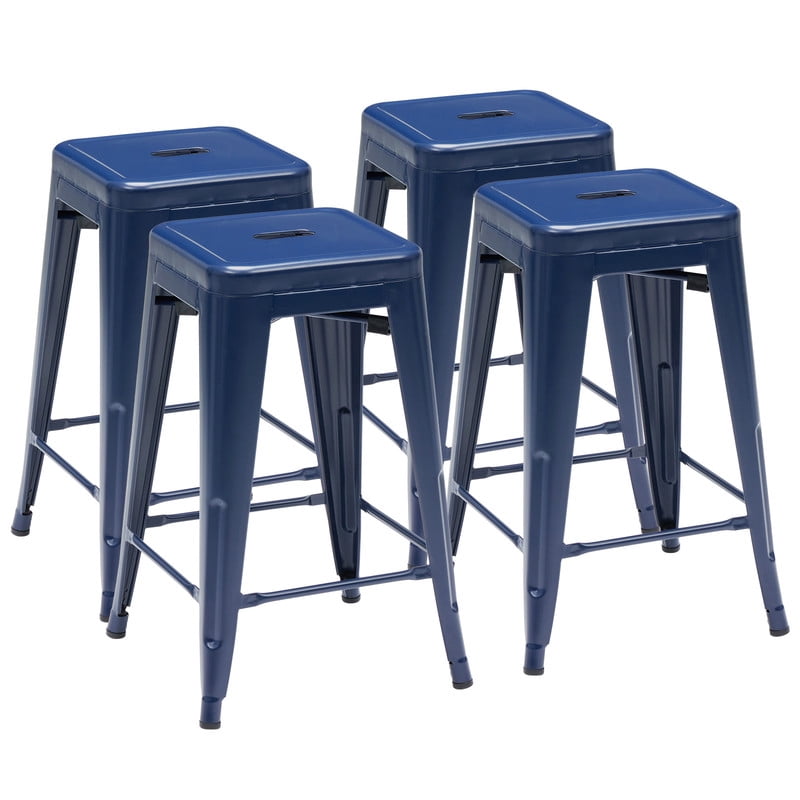 Gianna Metal Dining Chairs Set of 4, 24 Inch Stackable Bar Chairs, Modern Restaurant Classic Trattoria Metal Chairs, 300LBS Weight Capacity, Black