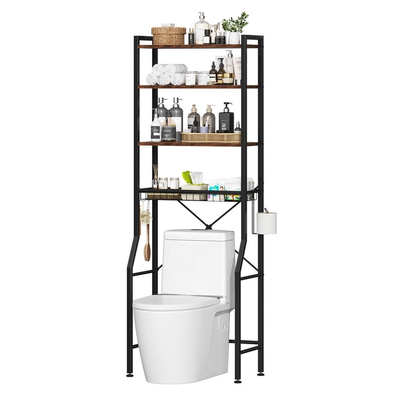 Gianna Over Toilet Bathroom Organizer, 4-Tier Adjustable Storage Rack, Space-Saving Shelf for Tight Areas, Black