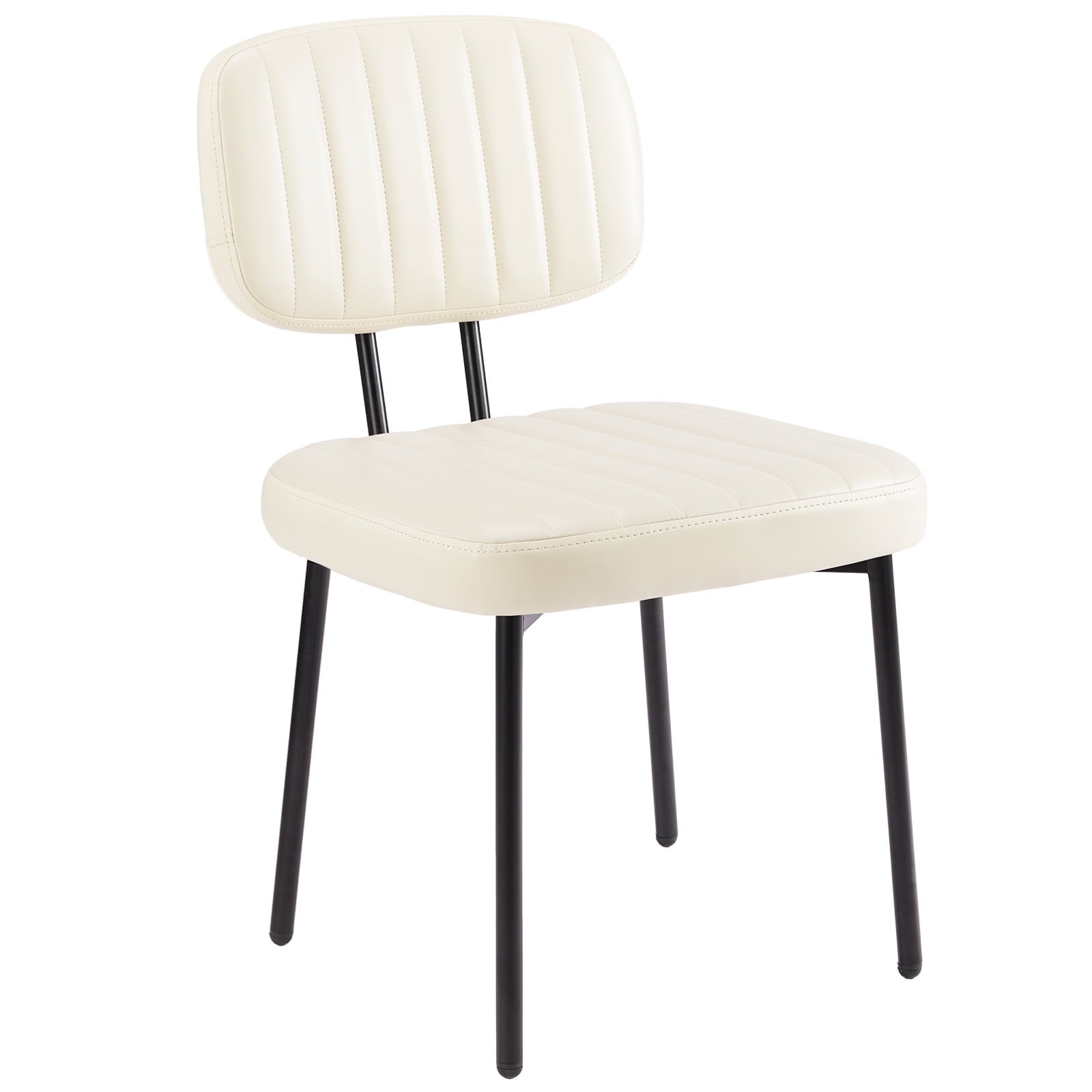 Gianna Set of 2 Faux Leather Dining Chairs with Metal Frame â€“ Stylish Desk Chairs for Kitchen, Living Room, and Bedroom in White