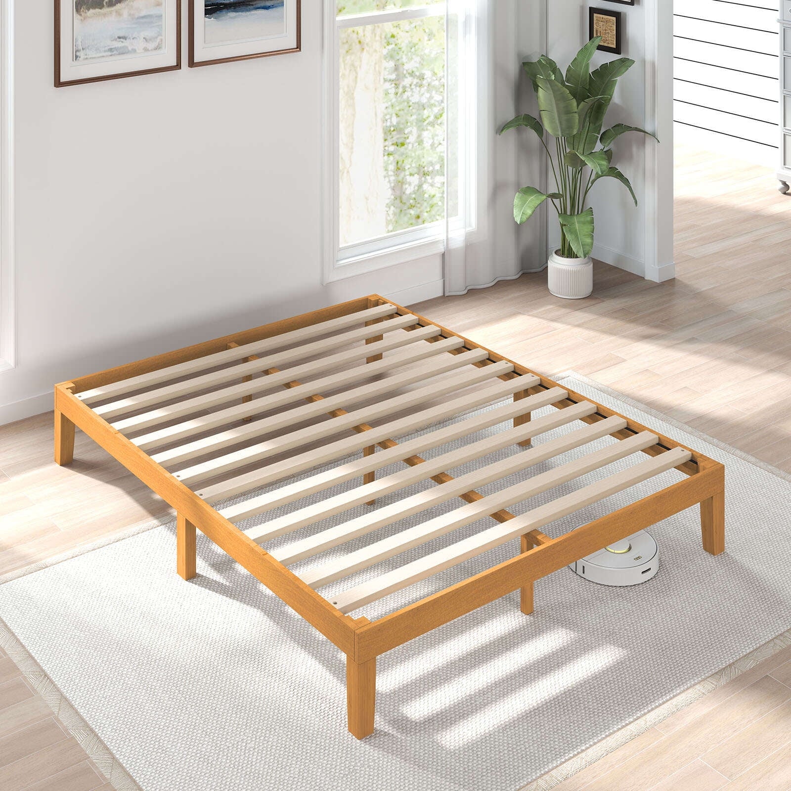 Gianna Solid Wood Bed Frame, Bed Base with Wood Slat Support, No Box Spring Neededï¼ŒFull Size