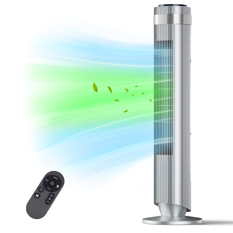 Gianna Tower Fan for Bedroom, 28dB Silent Standing Fan with 12H Timer, Smart Auto Mode, 64Â°Oscillating Bladeless Cooling Fan for Home Office, White
