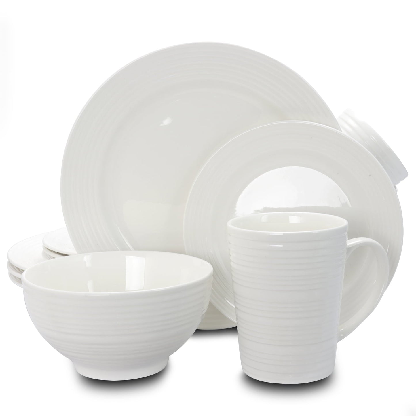 Gibson Amelia Court 16 Piece Dinnerware Set in Embossed White
