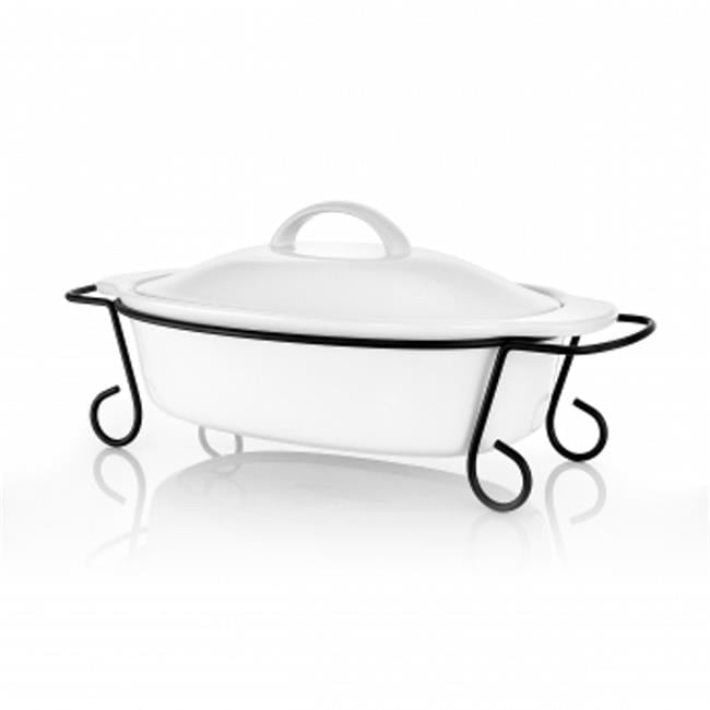 Gibson Home  Gracious Dining Oval Stoneware Bakeware with Lid & Metal Rack - 2 Piece