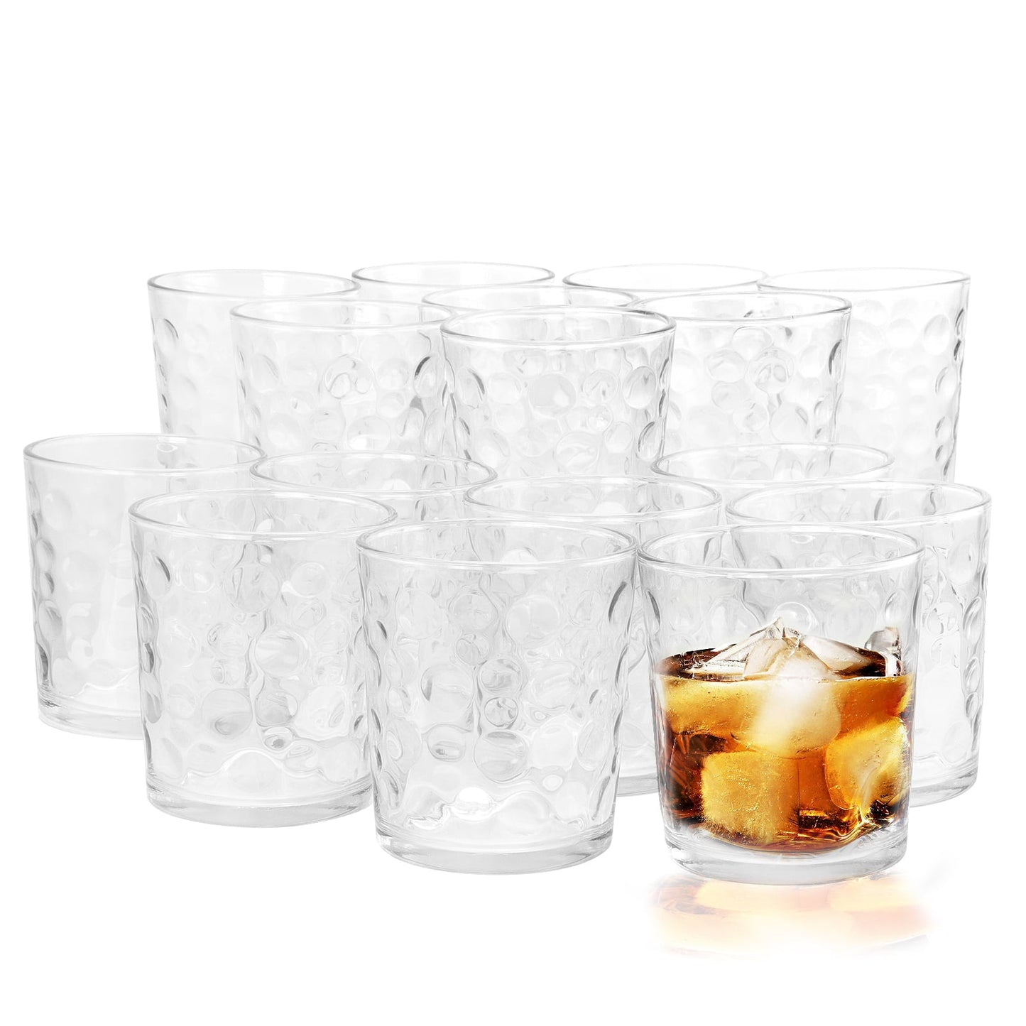 Gibson Home Great Foundations 16-Piece Glass Set Bubble Pattern Stackable