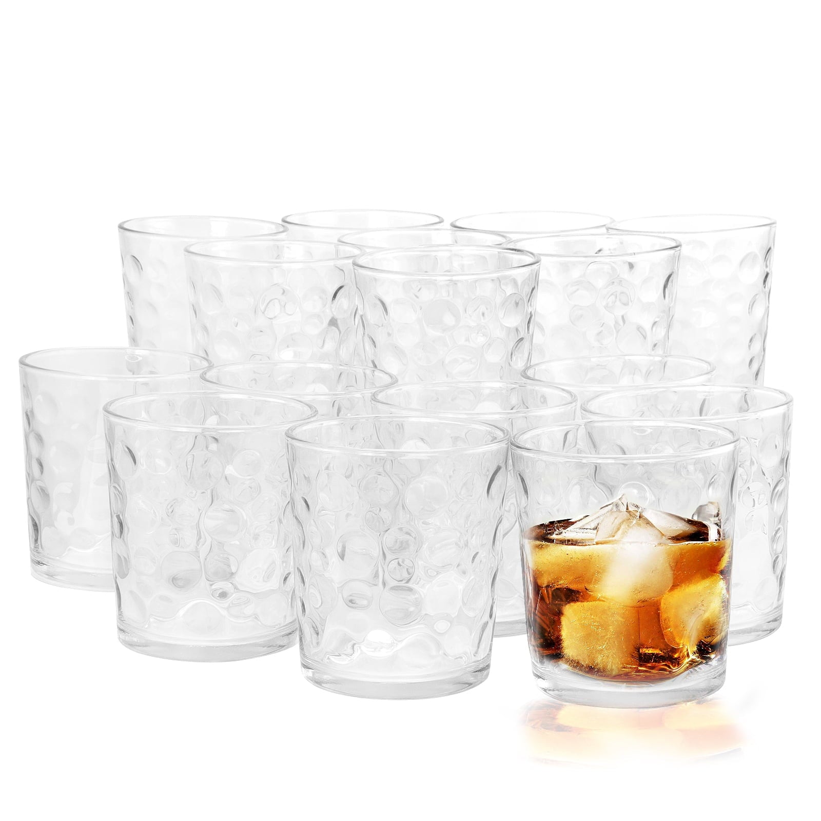 Gibson Home Great Foundations 16-Piece Glass Set Bubble Pattern Stackable