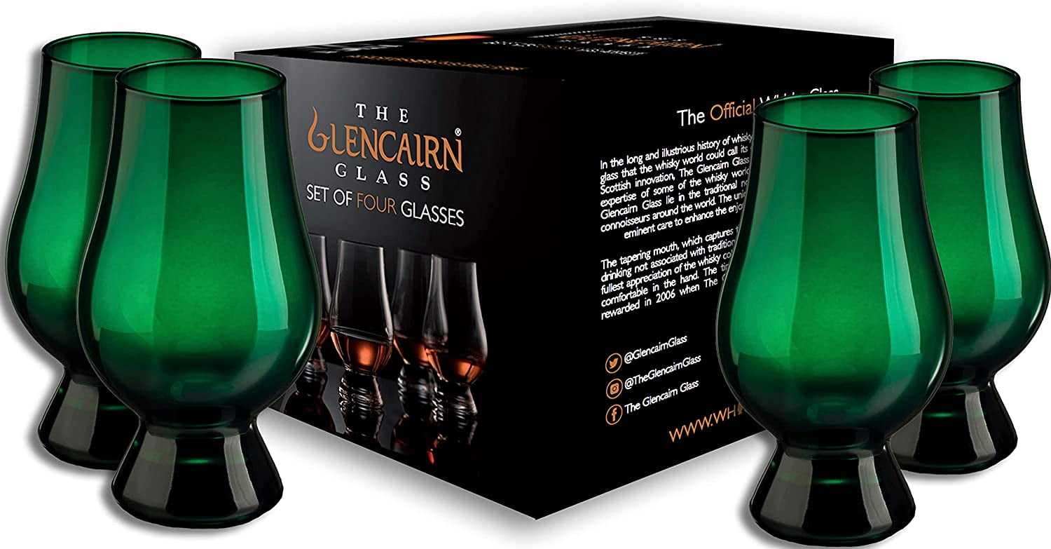 Glencairn Official Tasting Crystal Whiskey Glass GREEN, (Set of 4) Gift Box