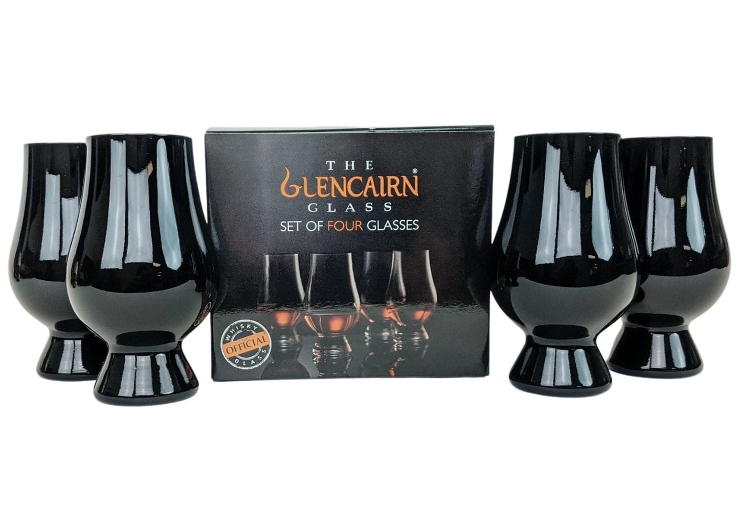 Glencairn Whisky Glass, Official Blind Tasting Crystal Whiskey Glassware, Set of 4 (Black)