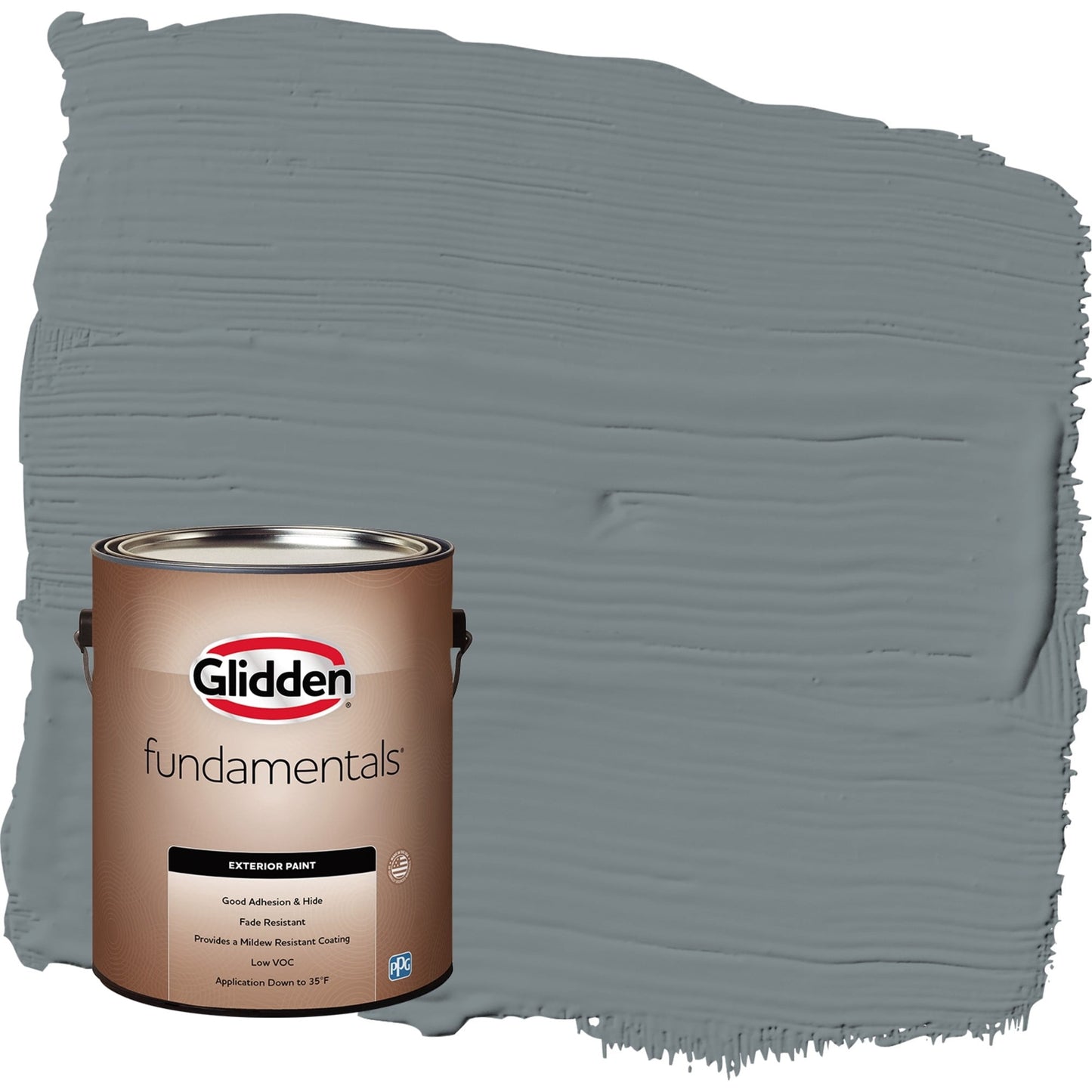 Glidden Fundamentals Garrison Gray / Grey Semi-Gloss Exterior Paint, 1 Gallon