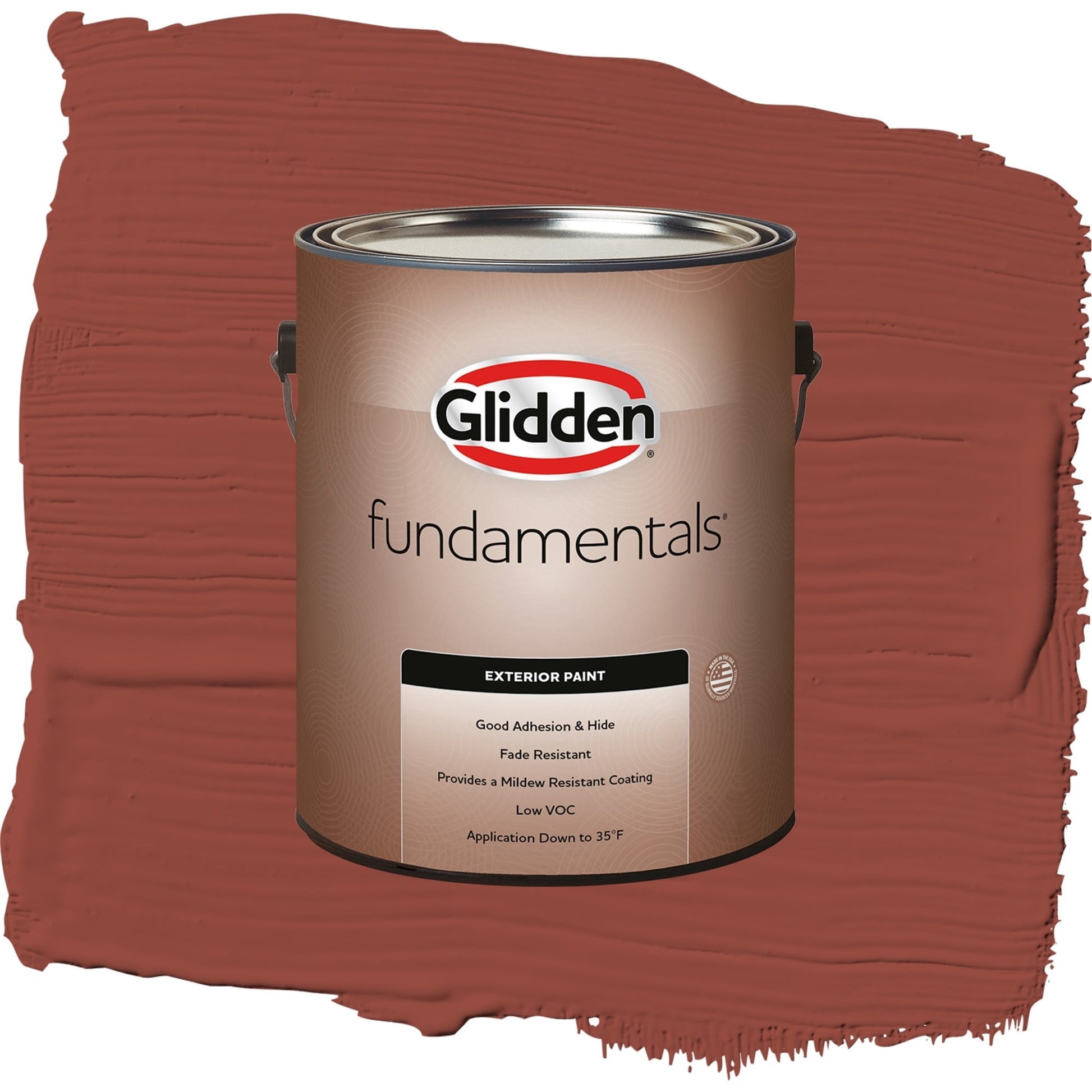 Glidden Fundamentals Cedar Chest / Red, Satin Exterior Paint, 1 Gallon