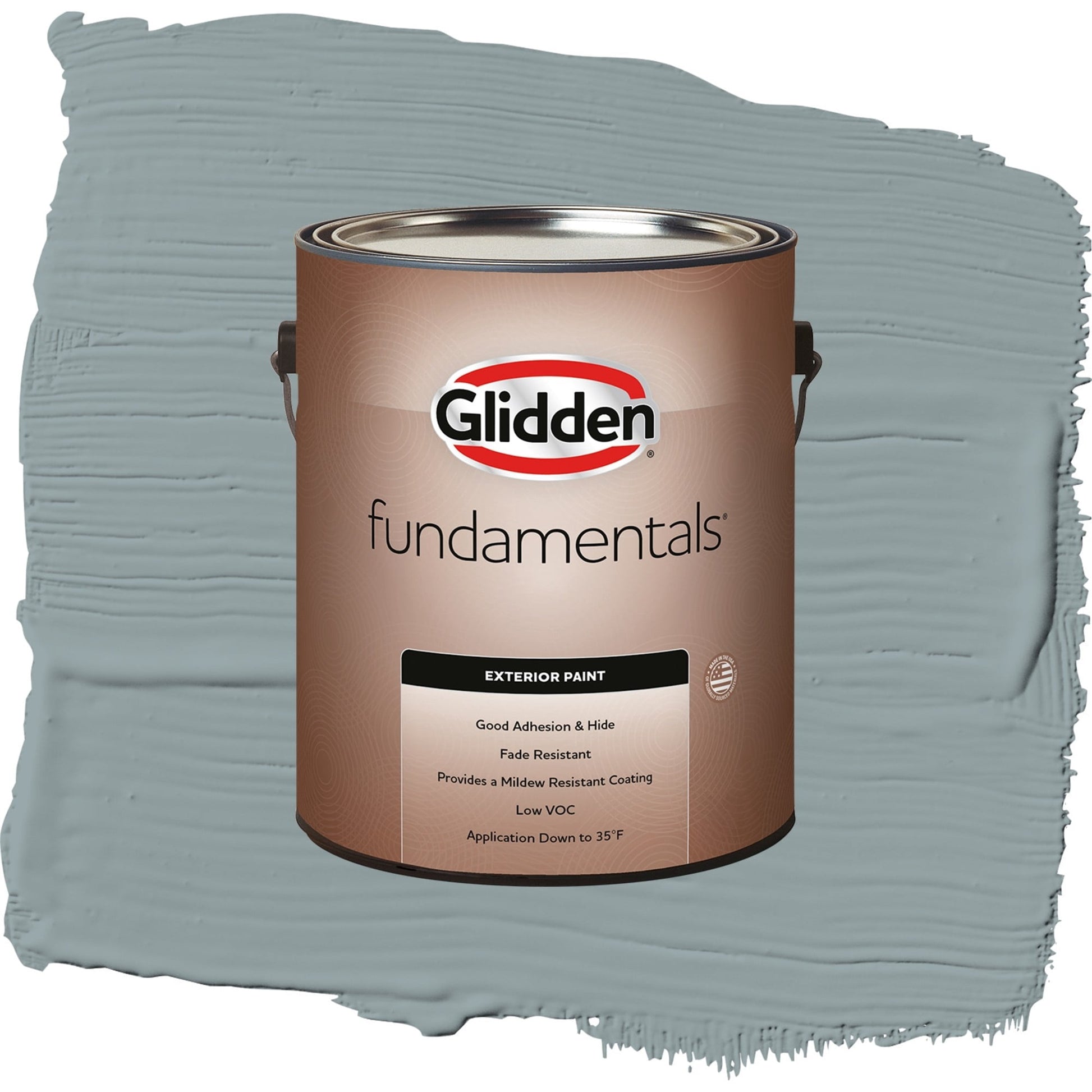 Glidden Fundamentals After the Storm / Gray, Semi-Gloss Exterior Paint, 1 Gallon