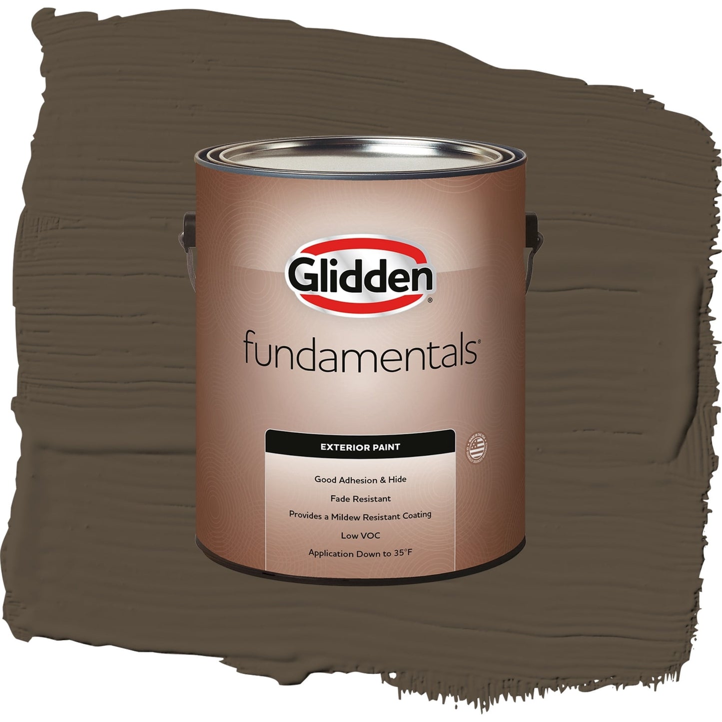 Glidden Fundamentals Afternoon Tea / Brown, Satin Exterior Paint, 1 Gallon