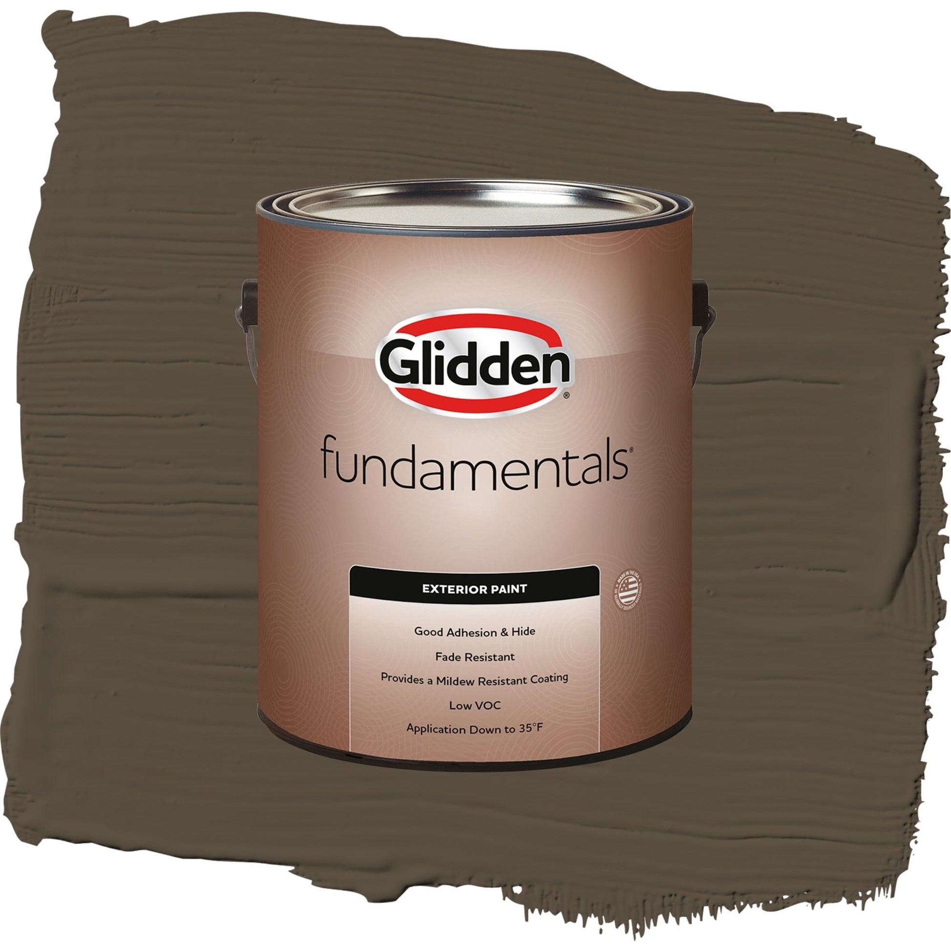 Glidden Fundamentals Afternoon Tea / Brown, Satin Exterior Paint, 1 Gallon