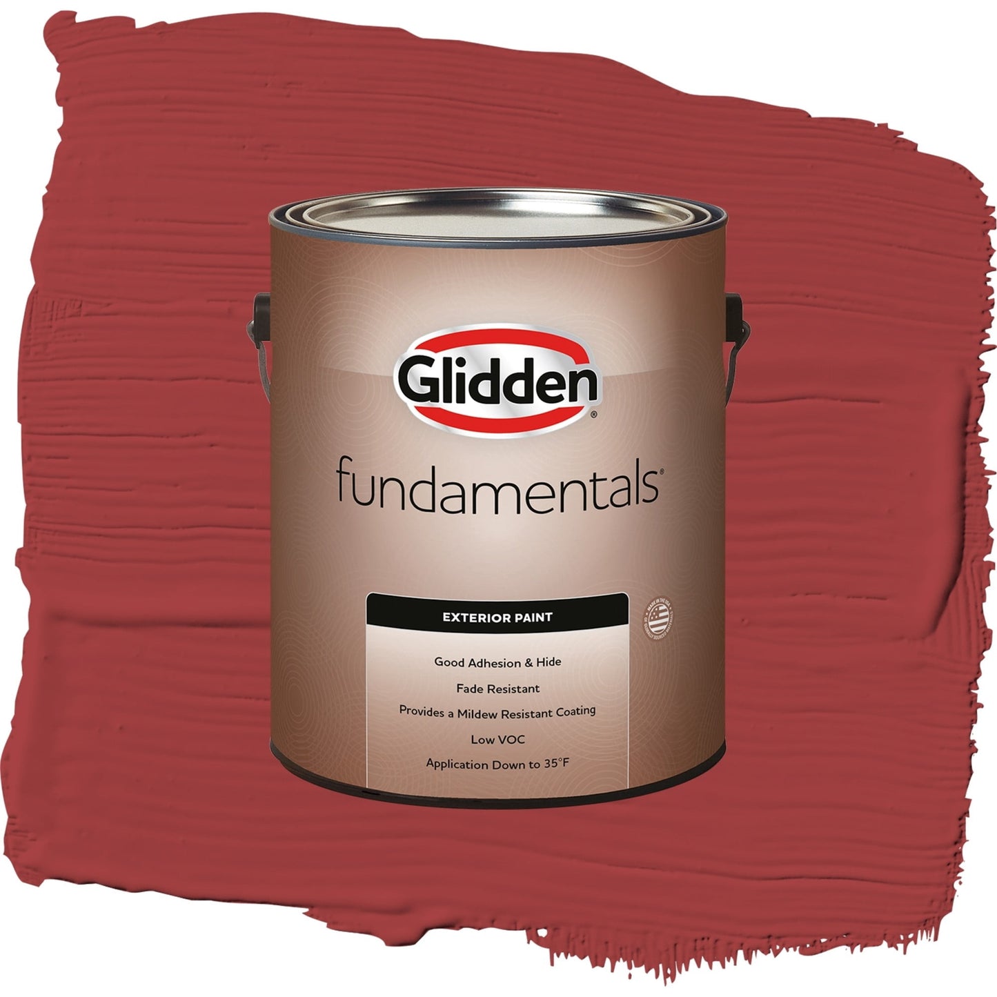 Glidden Fundamentals Blaze / Red, Flat Exterior Paint, 1 Gallon
