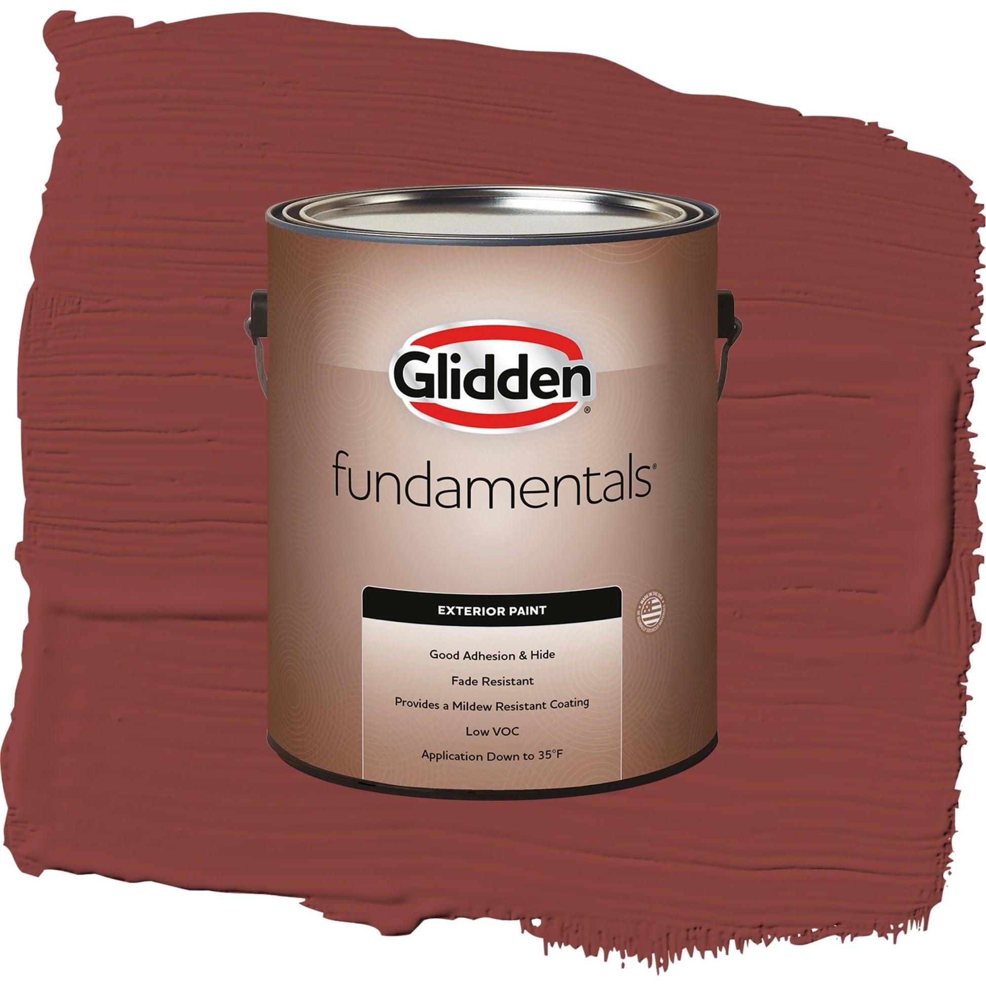 Glidden Fundamentals Brick Dust / Red, Satin Exterior Paint, 1 Gallon