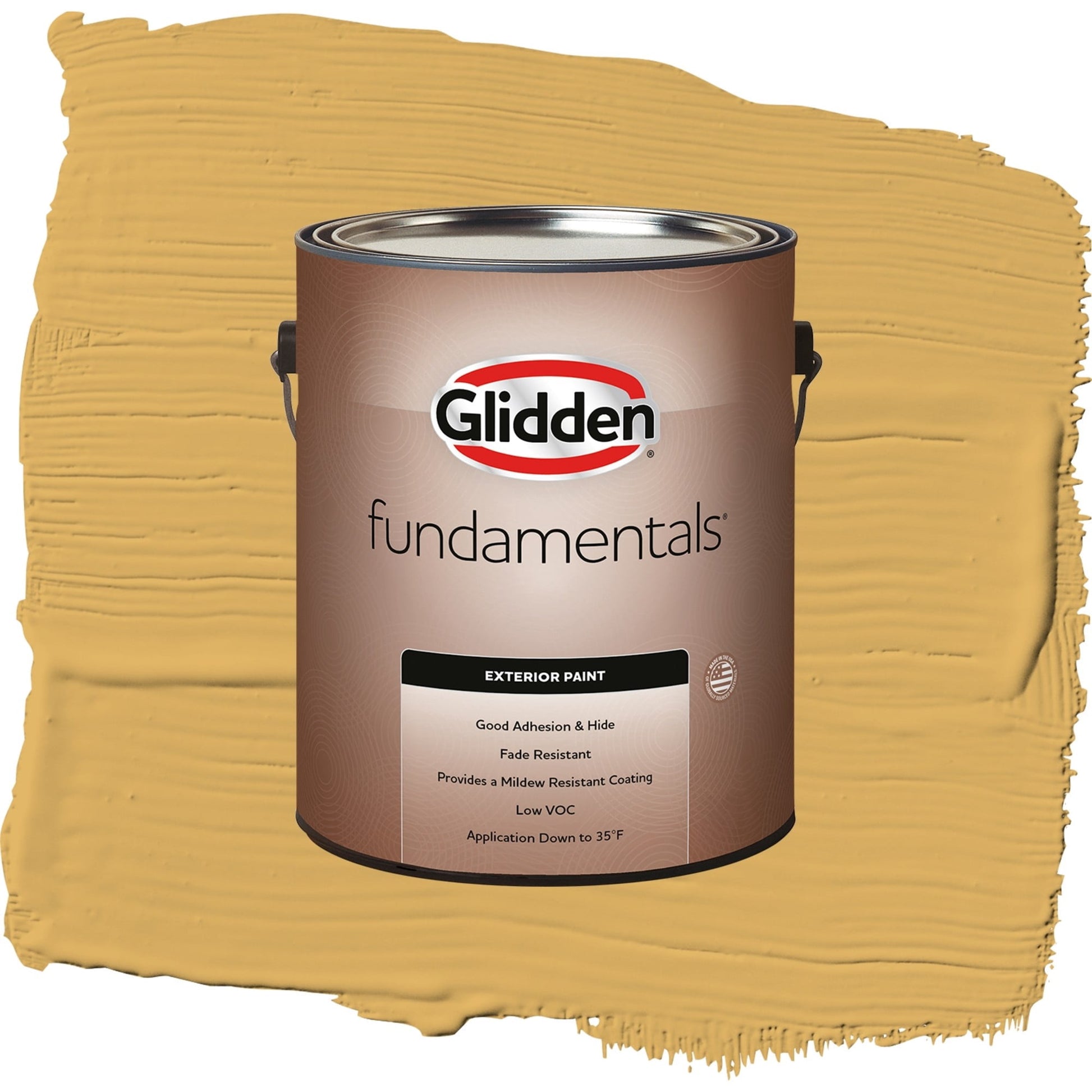 Glidden Fundamentals Butterscotch Bliss / Yellow, Flat Exterior Paint, 1 Gallon