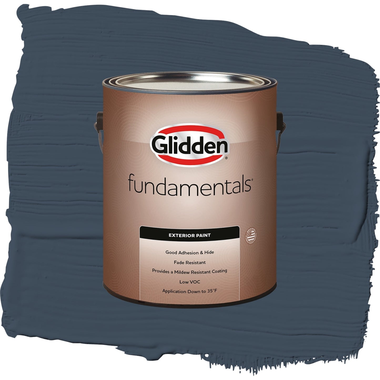 Glidden Fundamentals Cavalry / Navy Blue Flat Exterior Paint, 1 Gallon