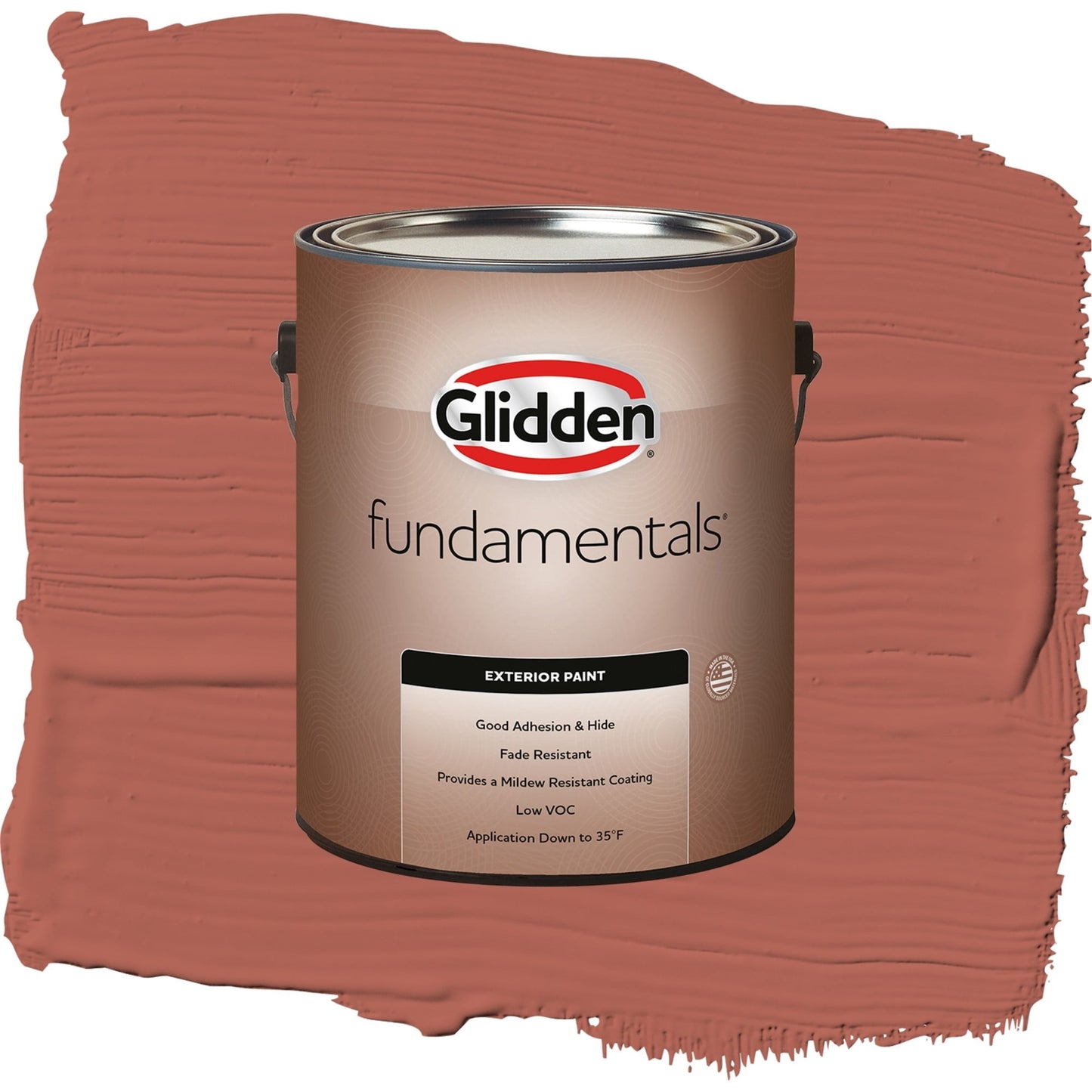 Glidden Fundamentals Cinnabar / Red, Flat Exterior Paint, 1 Gallon