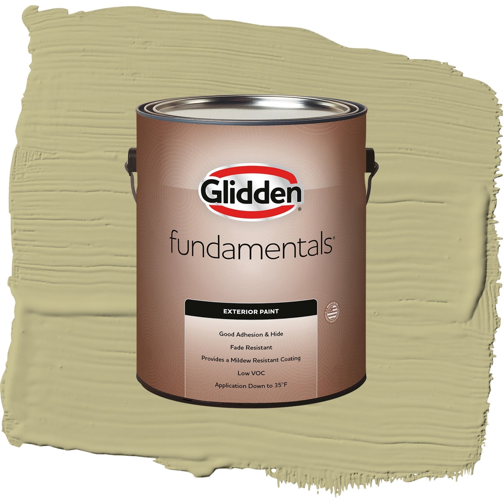 Glidden Fundamentals Cress Green / Green, Flat Exterior Paint, 1 Gallon