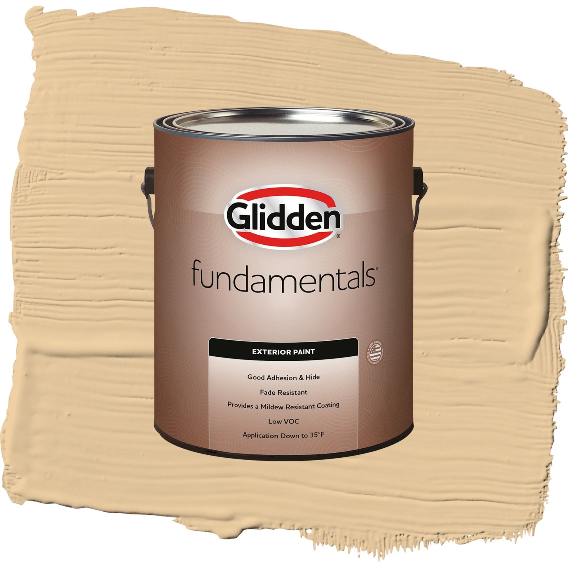Glidden Fundamentals Faint Fawn / Yellow, Flat Exterior Paint, 1 Gallon