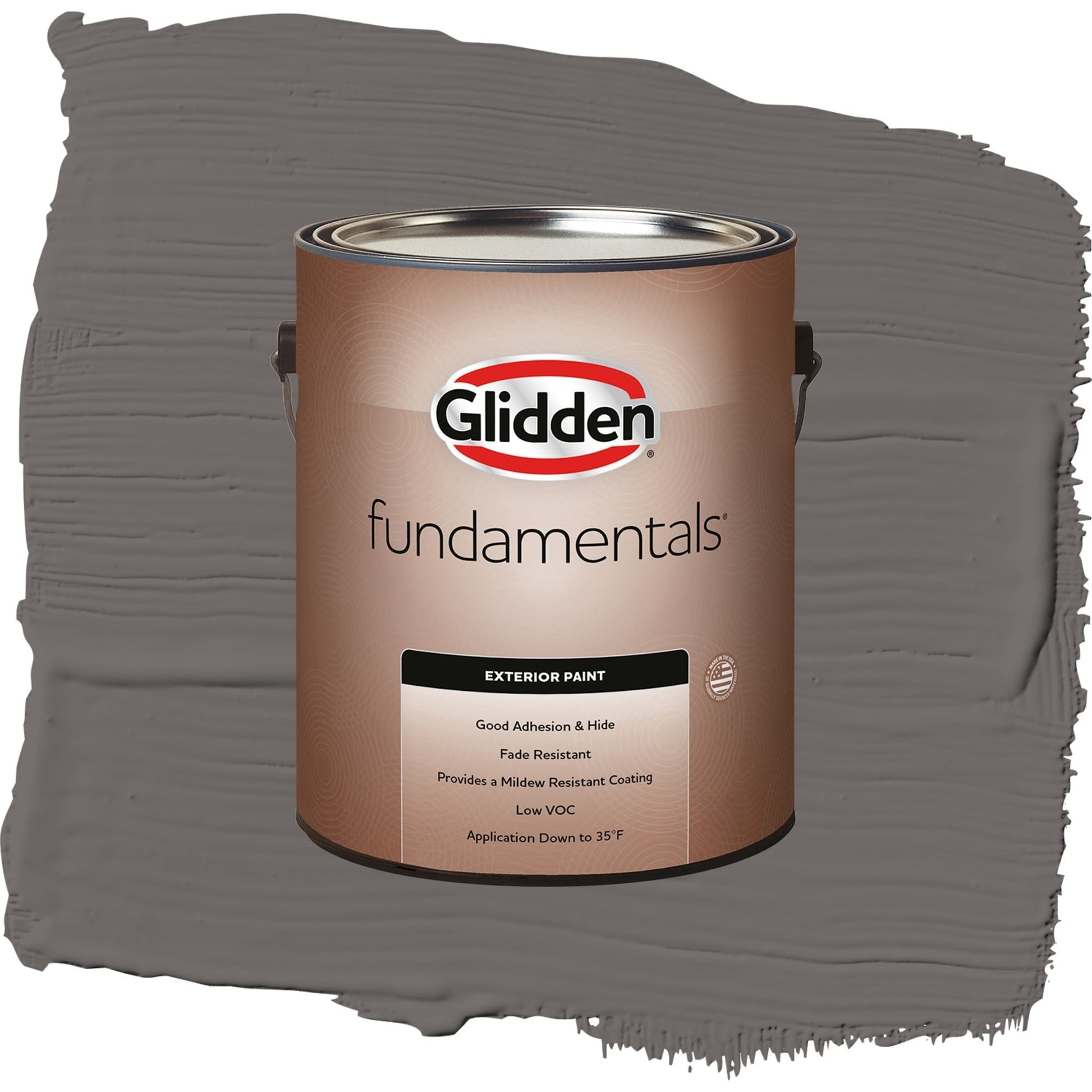 Glidden Fundamentals Gibraltar Gray / Grey, Flat Exterior Paint, 1 Gallon