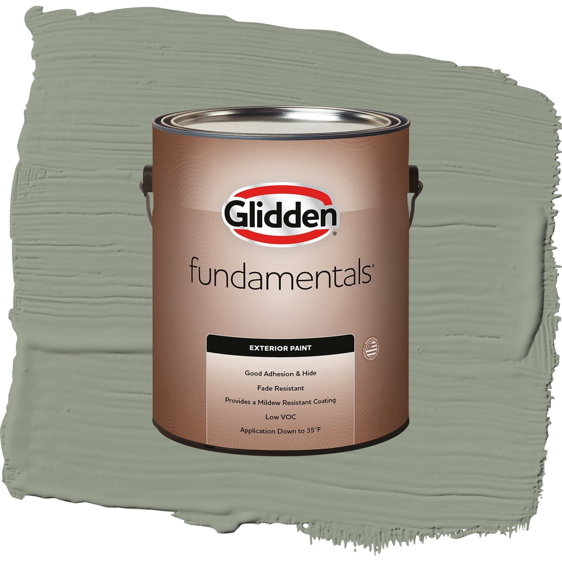 Glidden Fundamentals Green Tea Leaf / Green, Satin Exterior Paint, 1 Gallon