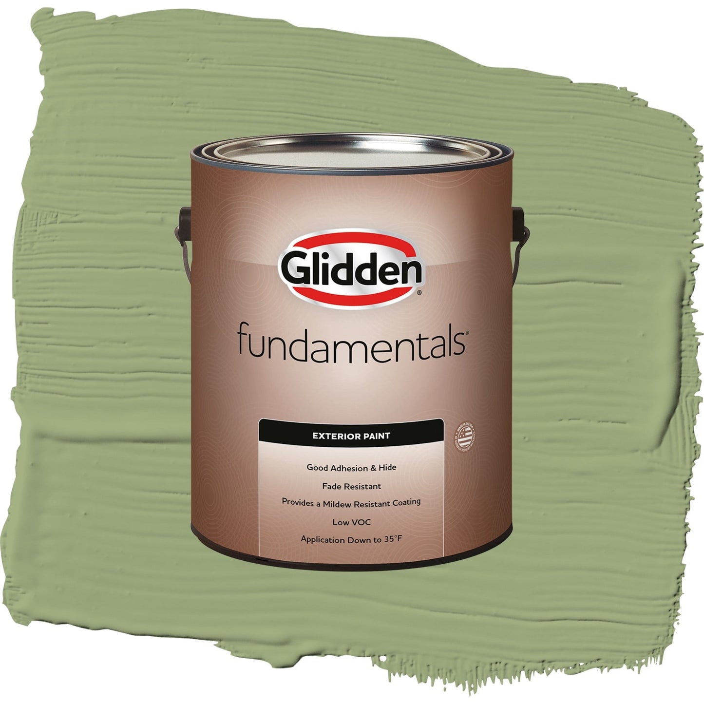 Glidden Fundamentals Guacamole / Green, Flat Exterior Paint, 1 Gallon