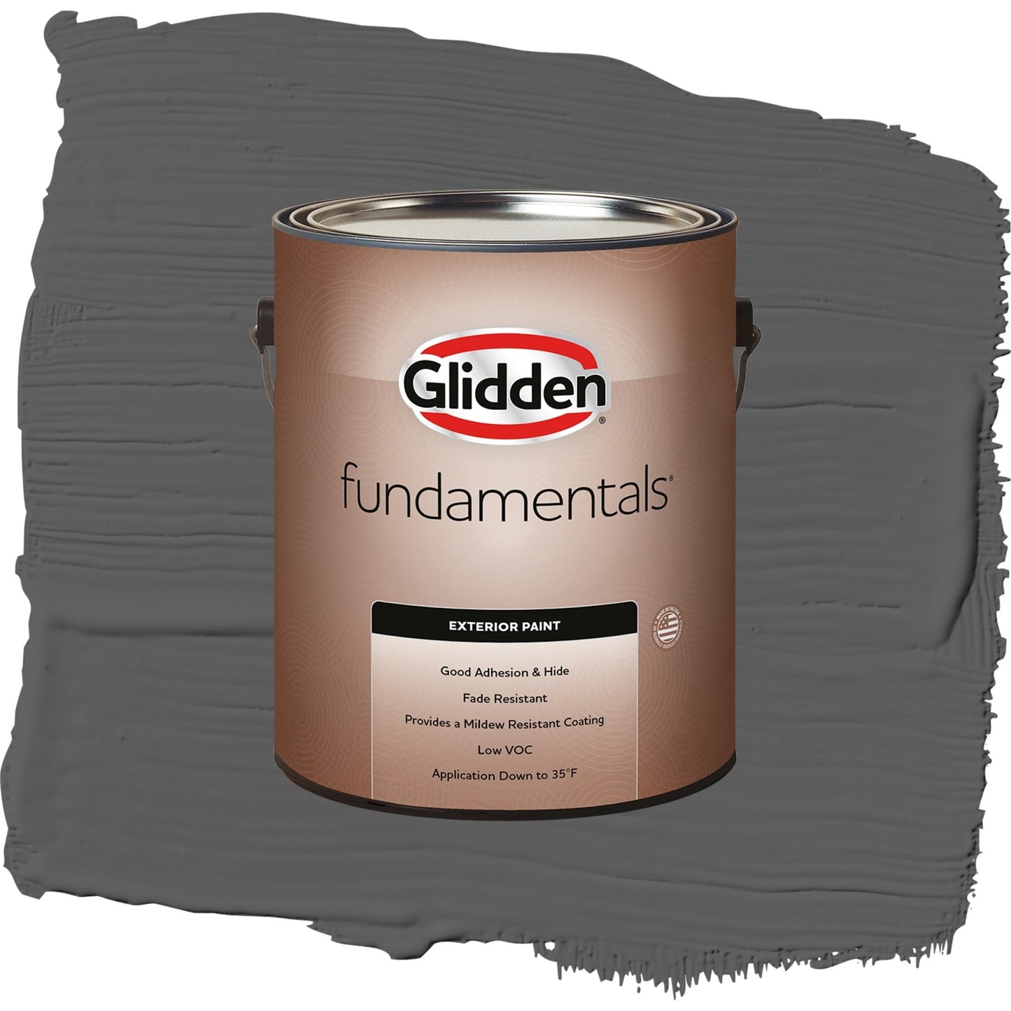 Glidden Fundamentals Knight's Armor / Gray, Flat Exterior Paint, 1 Gallon