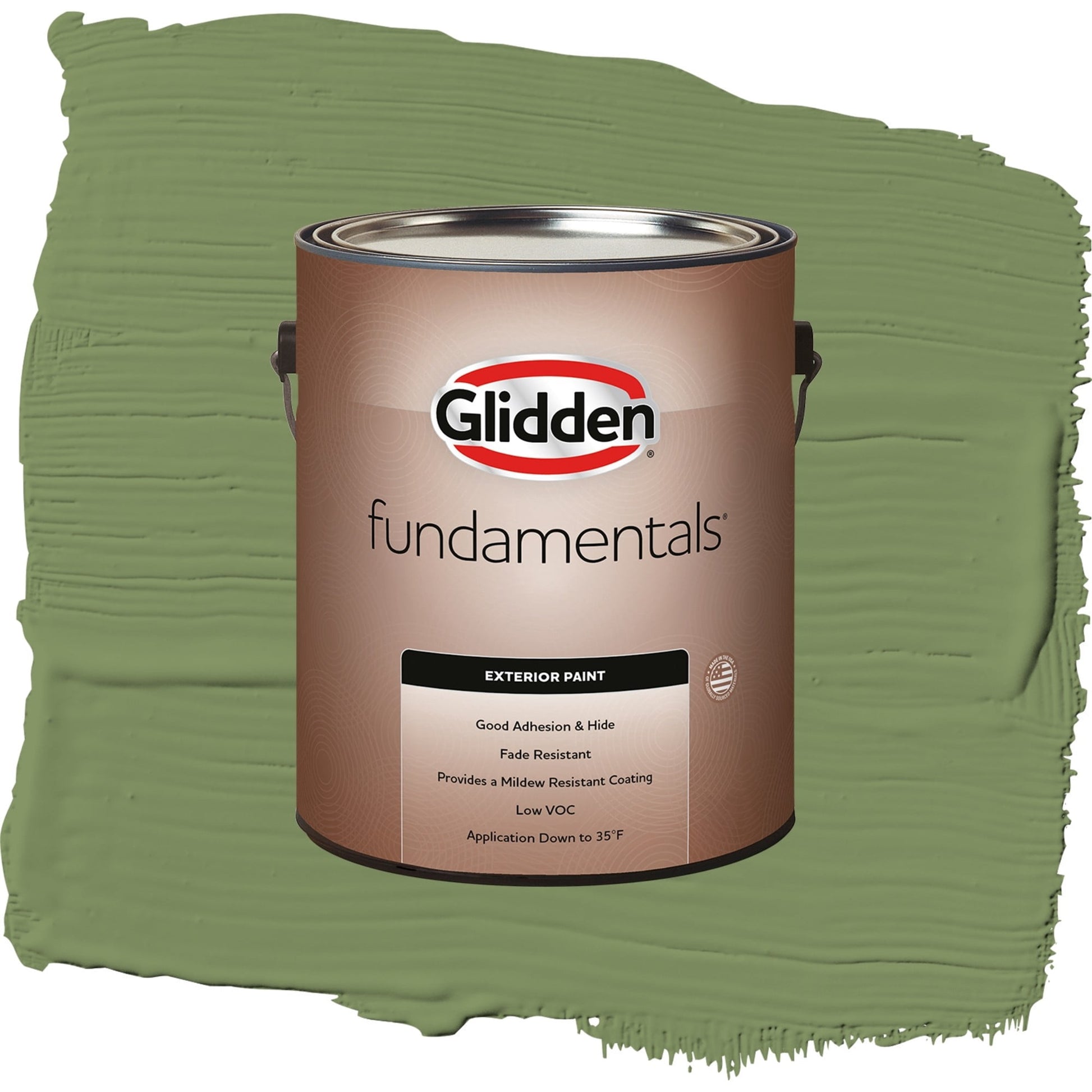 Glidden Fundamentals Moss Point Green / Green, Flat Exterior Paint, 1 Gallon