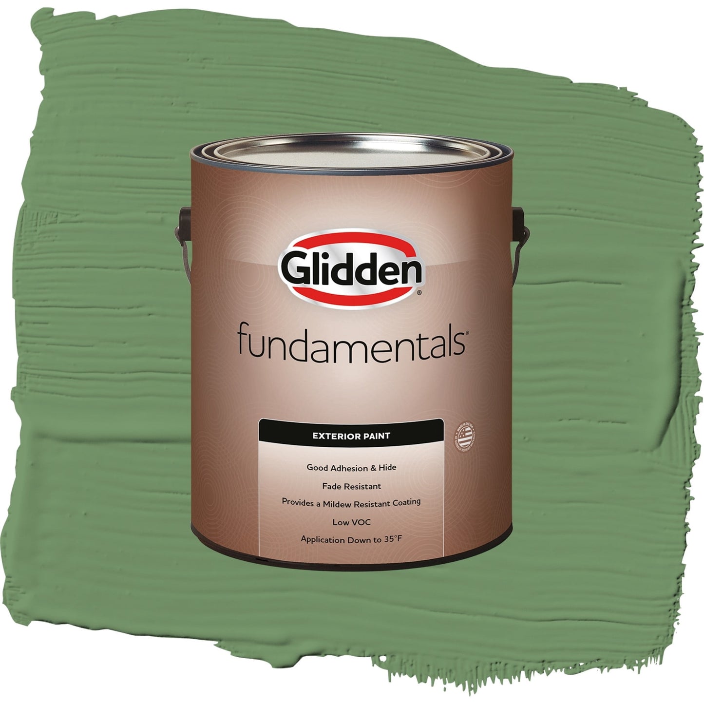 Glidden Fundamentals Moss Ring / Green, Satin Exterior Paint, 1 Gallon