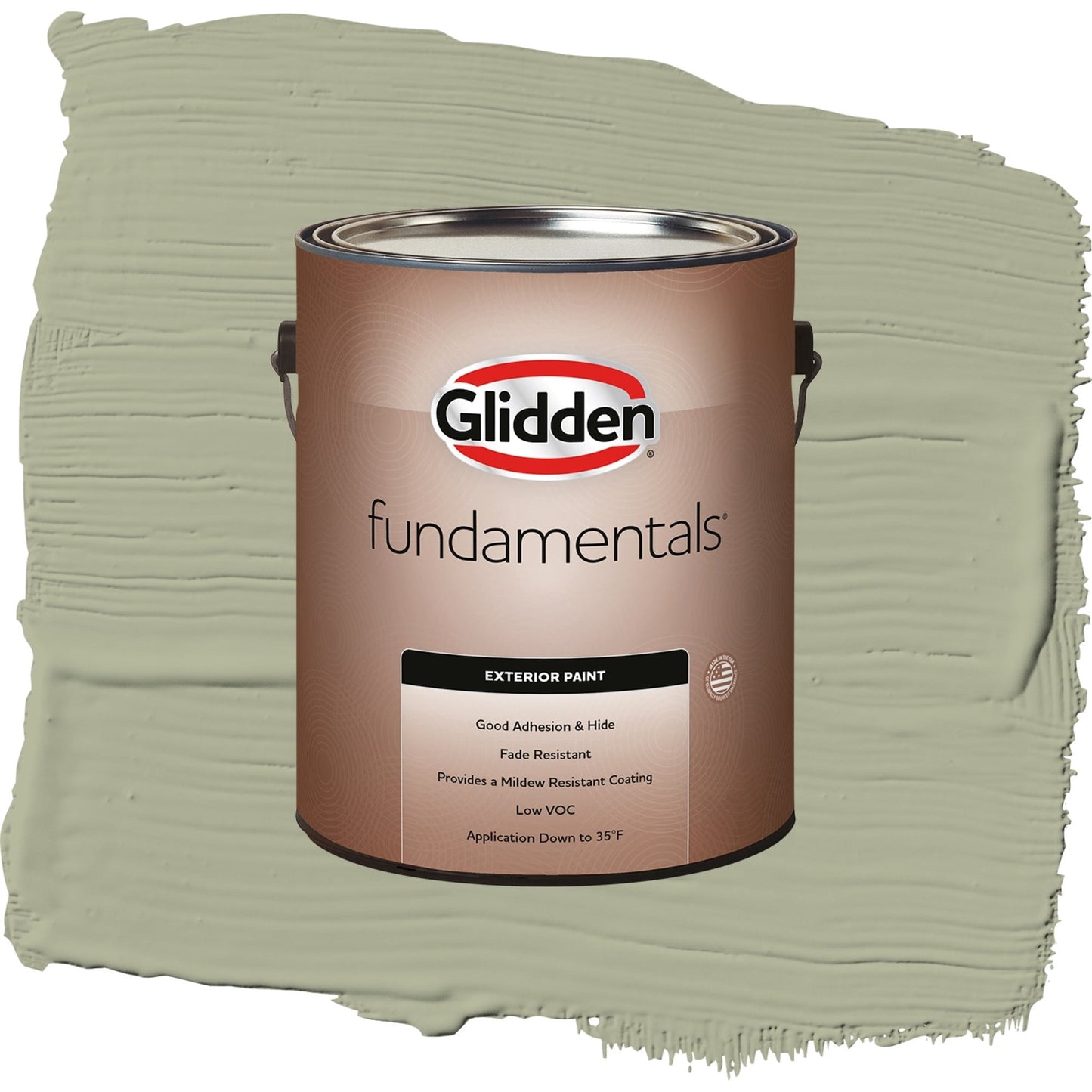 Glidden Fundamentals Olive Sprig / Green, Flat Exterior Paint, 1 Gallon