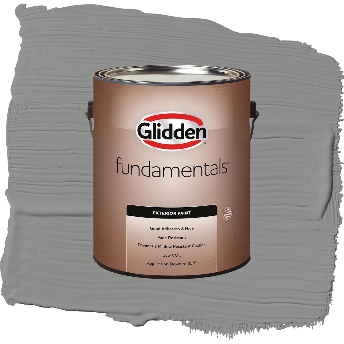 Glidden Fundamentals Phoenix Fossil / Gray, Flat Exterior Paint, 1 Gallon