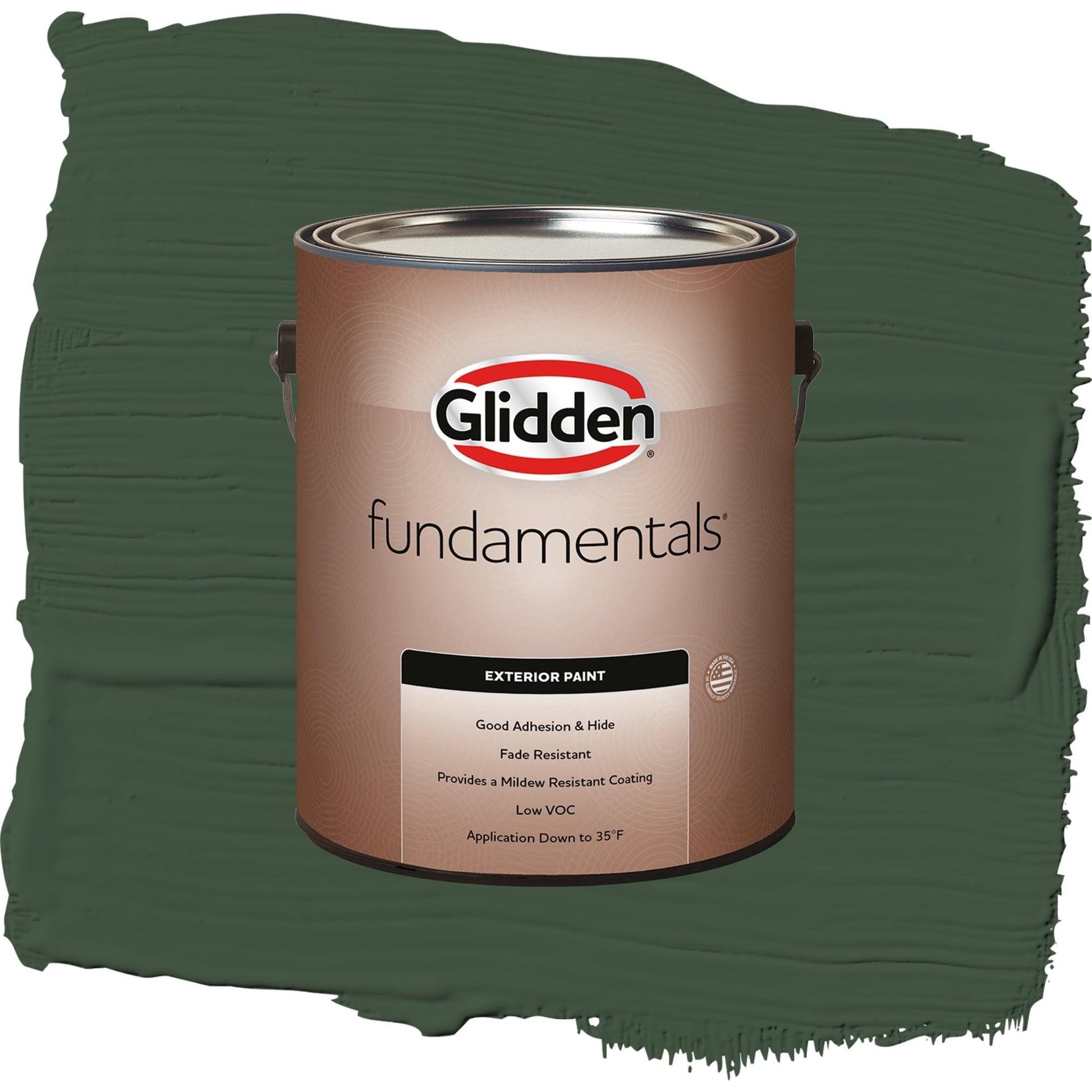 Glidden Fundamentals Pine Forest / Green, Flat Exterior Paint, 1 Gallon